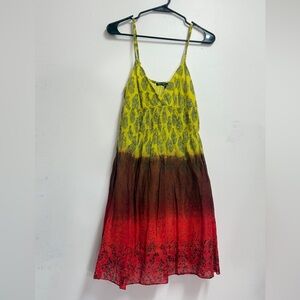 Ombré thin strap dress vacation dress mini boho smocked Indian dress 100% cotton